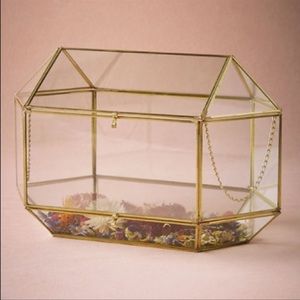 BHLDN Anthropologie Conservatory Card Envelope Holder Wedding Gold Glass